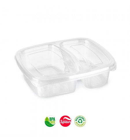 Caixa Hermética Lunch 2 Divisórias Nº1 725ml Transparente