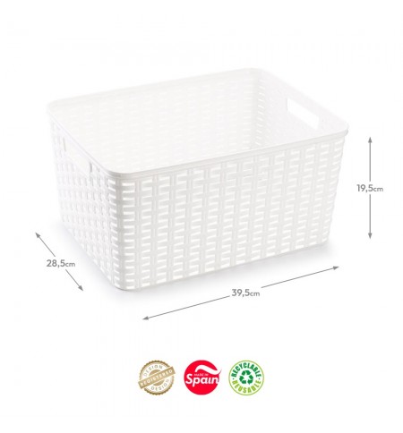 Caixa Arrumação Rattan Nº5 18L Branco