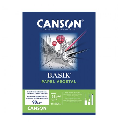 Papel Vegetal A4 90g Canson Bloco 24Fls