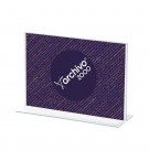 Expositor Porta Folhetos Acrilico 2 Faces A4 em T Horizontal