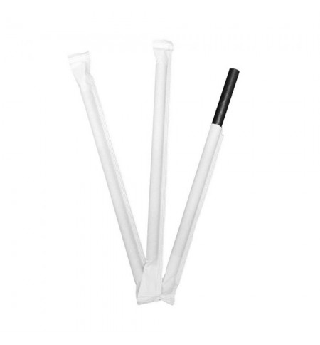 Palhinhas 14cmx8mm Papel Preto (Emb Individual) 250un