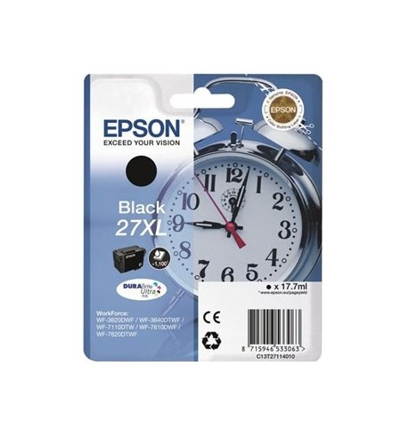 Tinteiro Epson 27XL Preto C13T27114010 17,7ml 1100 Pág.