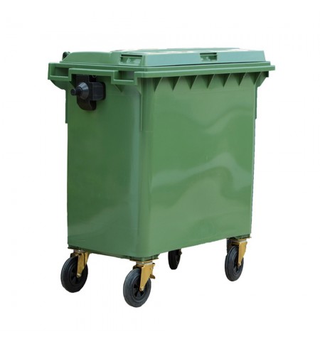Contentor 800L Plástico 4 Rodas Verde c/Tampa Verde