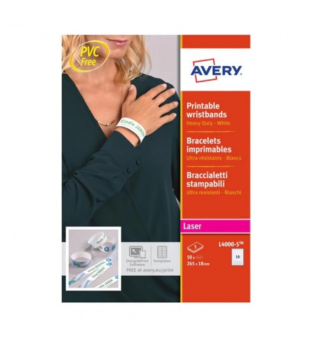 Pulseiras Identificação Avery L4000-5 5x10 Branco 50un