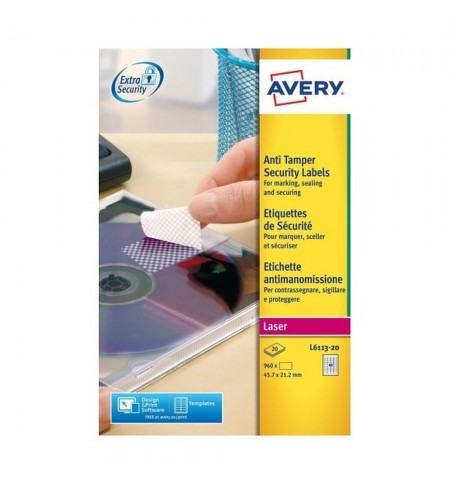 Etiquetas Segurança 45.7x21.2 Poliéster 20Folhasx48 960un