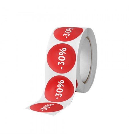 Etiquetas Promocionais Redondas -30% 400un Vermelho