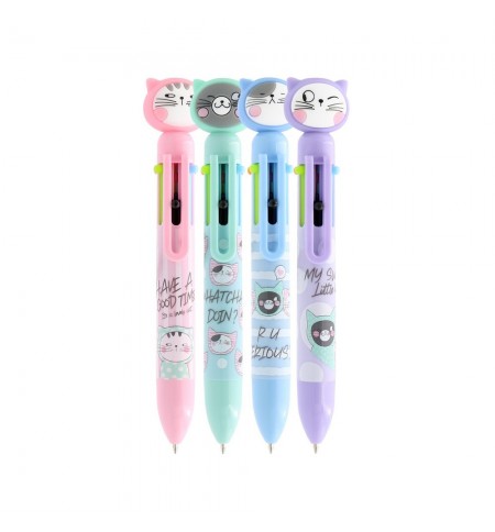 Esferográfica (6 Cores) Gato Corpo Sortido 1un