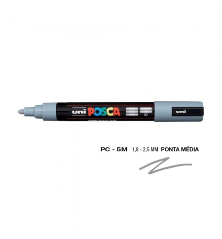 Marcador Uniball Posca PC-5M 1,8mm Cinza (37) 1un