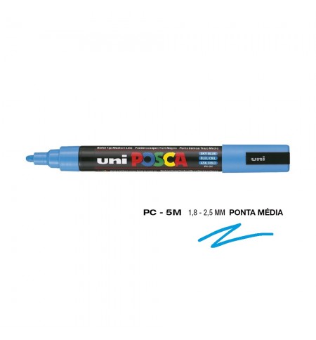 Marcador Uniball Posca PC-5M 1,8mm Azul Céu (48) 1un
