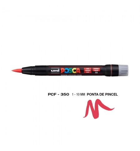 Marcador Uniball Posca PCF-350 1-10mm Vermelho (15) 1un