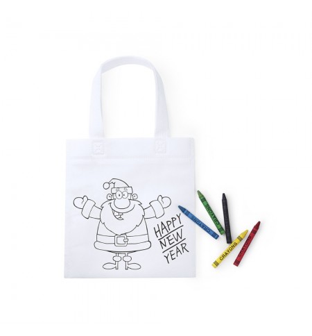 Saco Infantil de Natal Branco com Lápis de Cera