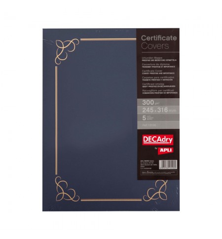 Capa para Certificados / Diplomas 245x316mm 300gr Azul 5un