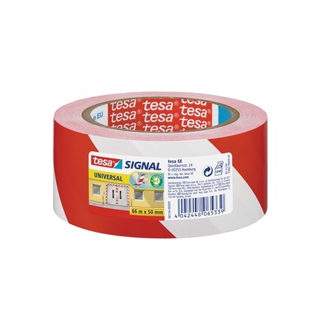 Fita Adesiva PP Sinalização Vermelho/ Branco 50mmx66m