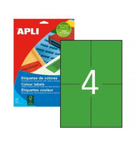 Etiquetas 105x148mm 20Fls A4 Verde Apli 80un