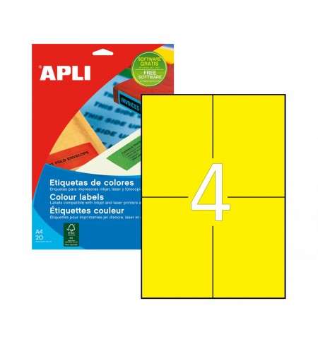 Etiquetas 105x148mm 20Fls A4 Amarelo Apli 80un