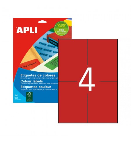 Etiquetas 105x148mm 20Fls A4 Vermelho 80un
