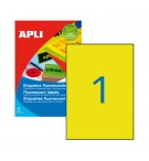 Etiquetas 210x297mm 20Fls A4 Amarelo Fluor Apli 20un