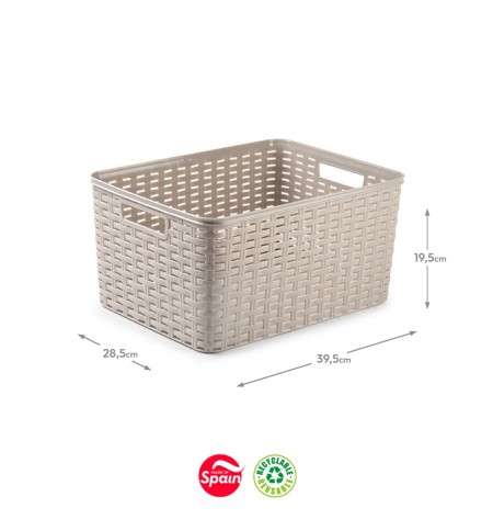 Caixa Arrumação Rattan Nº5 18L Bege