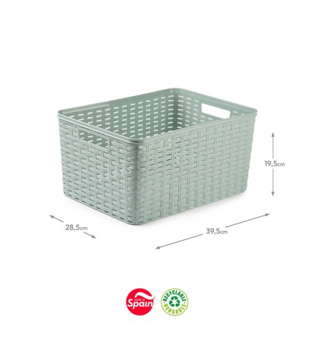Caixa Arrumação Rattan Nº5 18L Verde Pastel