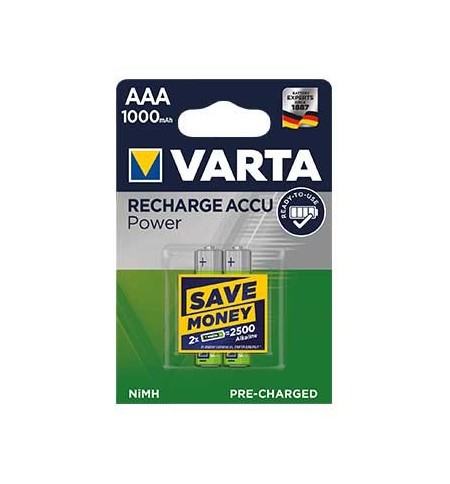 Pilhas Recarregáveis AAA 1.2V 1000mAh Varta 2Un