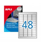 Etiquetas 045,7x021,2mm 20Fls A4 Prata Apli 960un