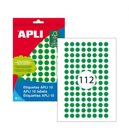 Etiquetas Redondas 10mm Verde 1008un