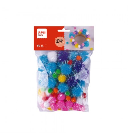 Pom Pom Glitter Apli Cores Sortidas 80un