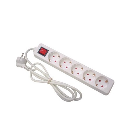 Bloco 5 Tomadas + Interruptor Cabo 1,5mts