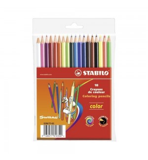 Lápis Cor 18un Carteira Plástica Stabilo Color 18cm