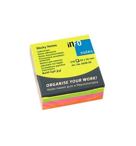 Bloco Notas Aderentes 050x050mm Néon Cubo 240 Folhas