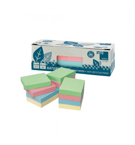 Bloco Notas Aderentes 050x040mm Reciclado 4 Cores 100F 12un