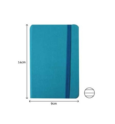 Bloco Notas Pautado 14x9cm Semi Pele Azul Turquesa 116Fls