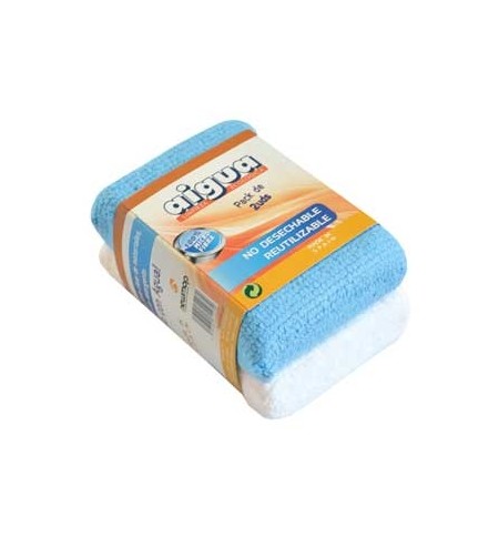 Esponja Microfibras 14x9cm Branco/Azul Pack 2un