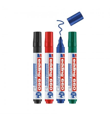 Marcador Quadros Brancos Recarregável Edding 660 4 Cores 4un