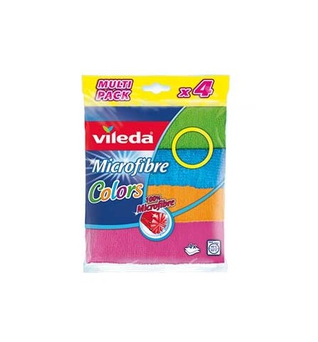 Pano Microfibras 30x30cm Cores Sortidas Vileda 4un