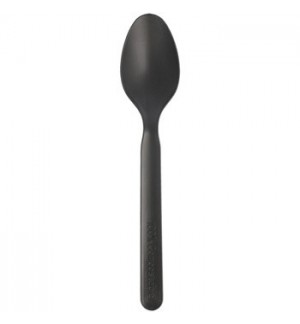 Colheres Sopa C-PLA Reutilizáveis 16cm Preto 100un
