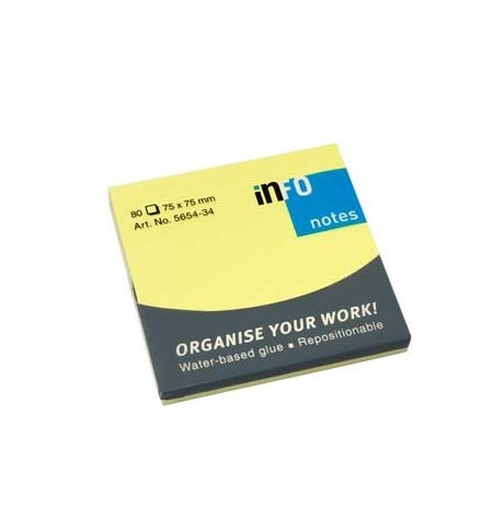 Bloco Notas Aderentes 075x075mm Amarelo Forte 80 Folhas