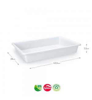 Tabuleiro Hotelaria 43,5x28x7,5cm 9L Branco