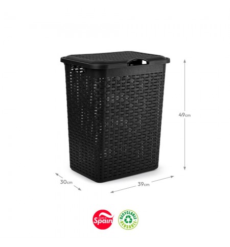 Cesto Roupa Rattan 38L Preto