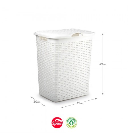 Cesto Roupa Rattan 38L Branco