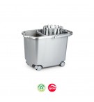 Balde com Espremedor Retangular c/ Rodas 15L Prata