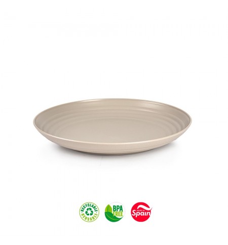 Pratos 25cm Plástico Reutilizável Classic Redondo Bege 1un