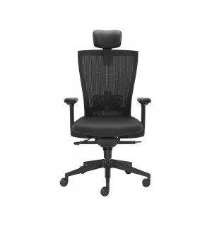 Cadeira Direção Giratória Poliamida Semi-Pele Grafite Preto