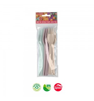 Garfos Plástico 26cm Reutilizáveis Sortido Pack 6un