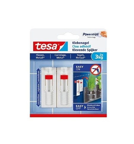 Prego Adesivo Tesa Powerstrips 3Kg Superfícies Lisas 2un
