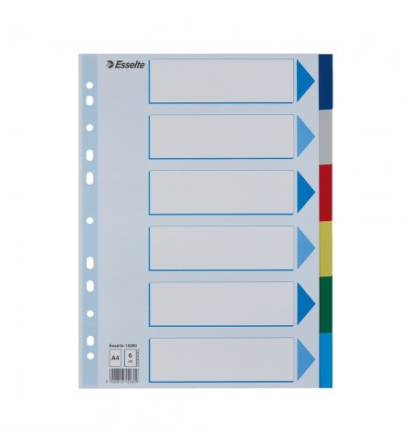 Separadores A4 Polipropileno Cores Sortidas 6 Pestanas