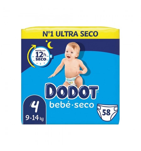 Fraldas Dodot T4 (9-14kg) Bebé Seco 58un