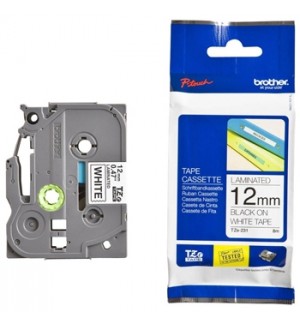 Fita Laminada 12mmx8mts Branco/Preto