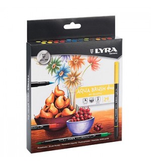 Marcador Duas Pontas Lyra Aqua Brush Duo Cx Cartão 24un