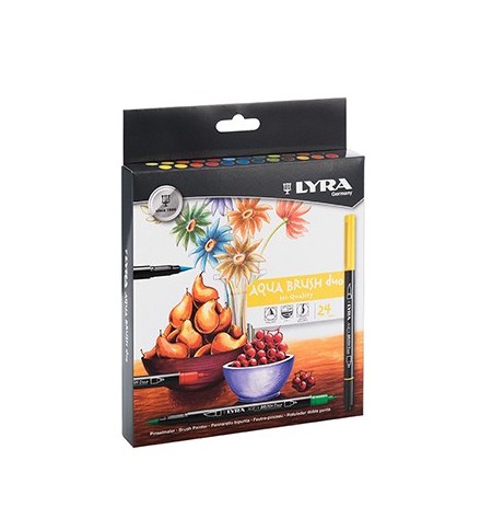 Marcador Duas Pontas Lyra Aqua Brush Duo Cx Cartão 24un